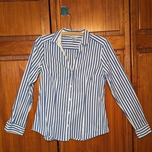H&M Blue and White Striped Button-Up Shirt